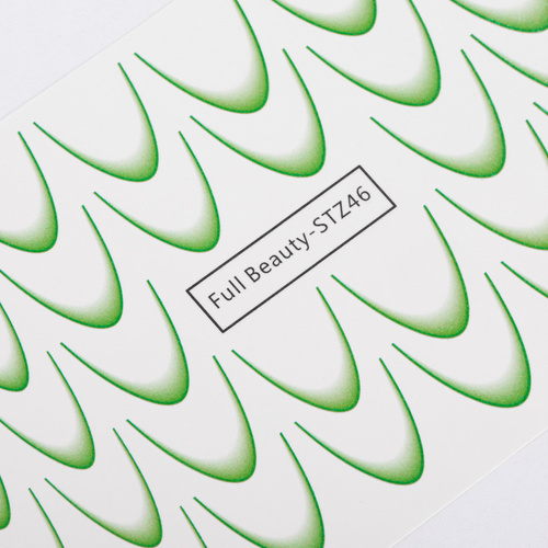 Gradientowe naklejki wodne na paznokcie/ French/ Ombre/Francuska linia uśmiechu 33szt zielone STZ46