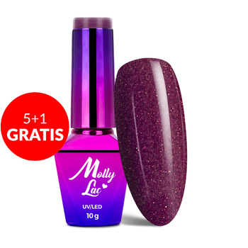 5+1gratis Lakier hybrydowy MollyLac Glowing Time Complicated 10g Nr 236