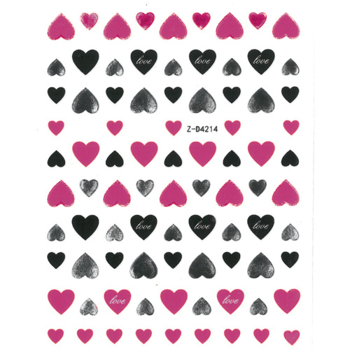 Naklejki do paznokci cienkie samoprzylepne serduszka Z-D4214 violet fioletowe