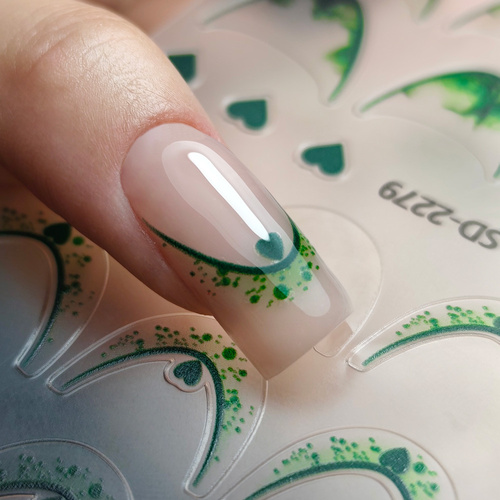 Naklejki samoprzylepne na paznokcie 5D/ French/ Francuska linia uśmiechu 20szt green SD-2279