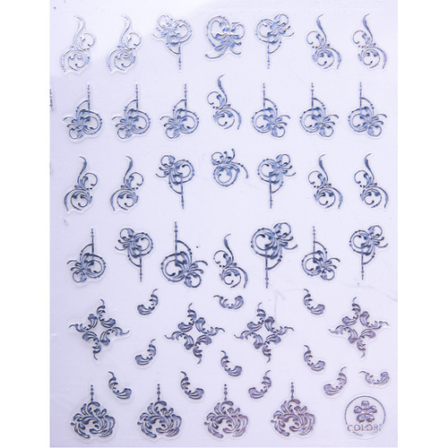 Naklejki do paznokci cienkie samoprzylepne wzory ornamenty CB-176 srebrne