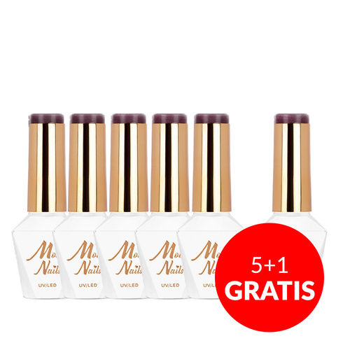 5+1gratis Lakier hybrydowy Molly Nails I'm Nudelover Liquid Violet HEMA/Di-HEMA Free 8g Nr 528