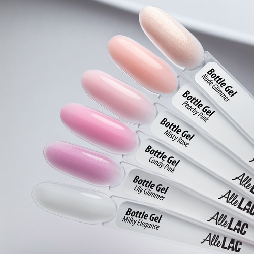 Żel do paznokci w butelce z pędzelkiem Bottle Gel Glitter AlleLac Lily Glimmer 15g