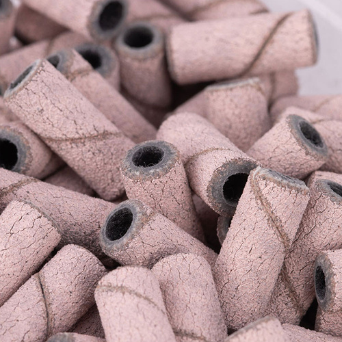 Kapturki do manicure i pedicure mandrele nakładki ścierne mini cylinder 3mm gradacja 240 różowe 50 szt.