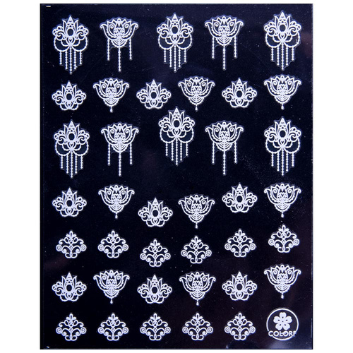 Naklejki do paznokci cienkie samoprzylepne wzory ornamenty CB-174 białe