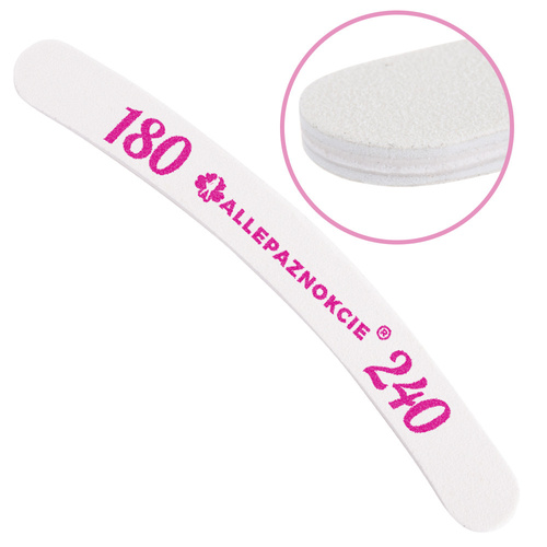 Pilnik do paznokci Bezpieczny Pakiet Allepaznokcie banan biały środek 180/240 CU-10 High Quality