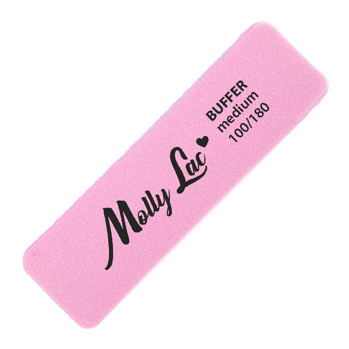 Polerka dwustronna Buffer mini szeroka Medium 100/180 różowa MollyLac 5szt