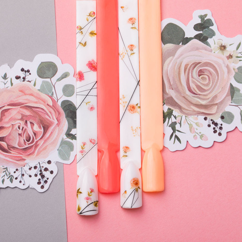 Naklejki do paznokci cienkie samoprzylepne kwiaty R006