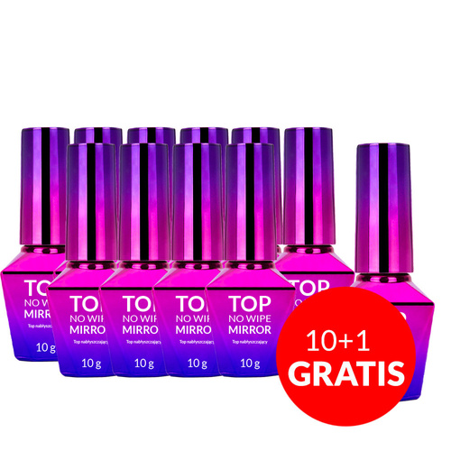 10+1gratis Top nabłyszczający do wcierania pyłków no wipe bez przecierania Mirror Top MollyLac HEMA/Di-HEMA Free Clear 10g