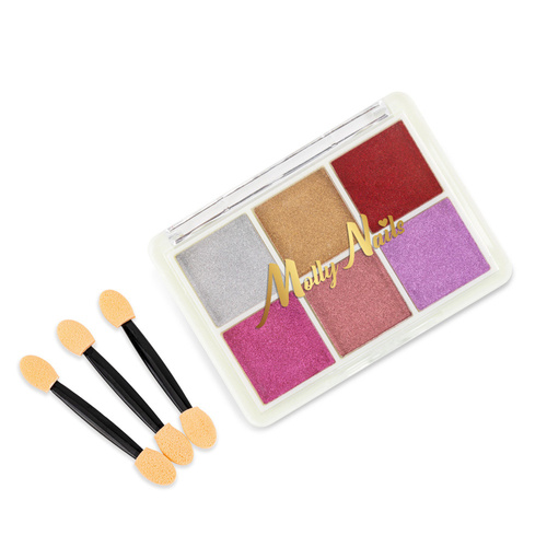 Pyłek do paznokci efekt lustra kasetka 6 kolorów Molly Nails Nr 4