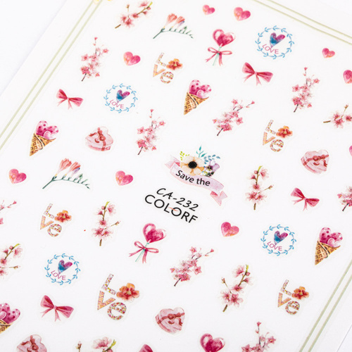 Naklejki do paznokci samoprzylepne walentynkowe CA-232