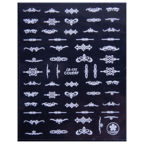Naklejki do paznokci cienkie samoprzylepne wzory ornamenty CB-175 białe