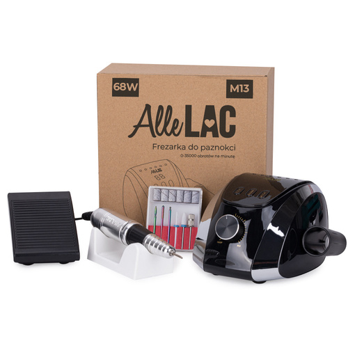 12sztuk Frezarka do manicure i pedicure 68W AlleLac czarna black M13 35 000 obrotów
