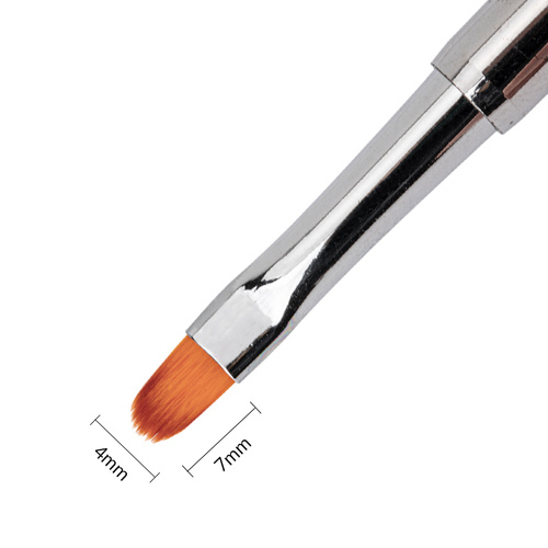 Pędzelek dwustronny do żelu Nr 4 owalny do akrylu Nr 6 różowy No Name