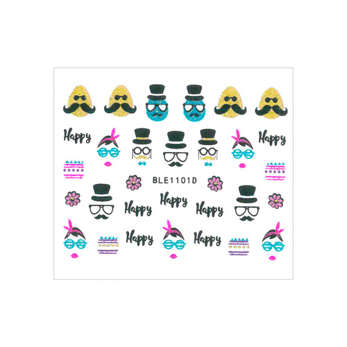 Naklejki do paznokci 3D samoprzylepne brokatowe wielkanocne BLE 1101D