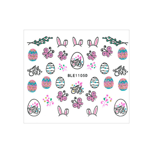 Naklejki do paznokci 3D samoprzylepne brokatowe wielkanocne  BLE 1105D