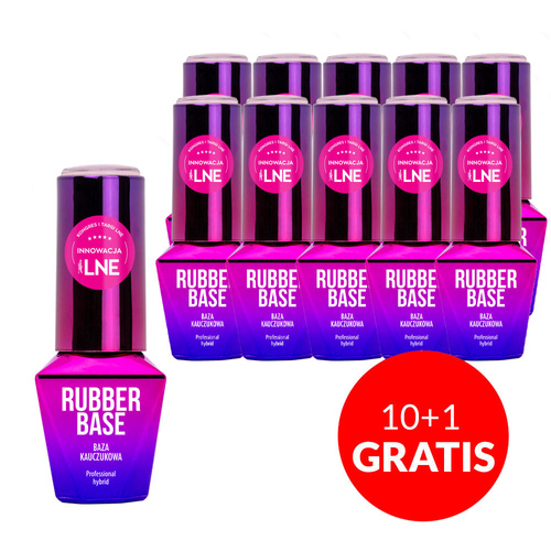 10+1gratis Baza kauczukowa LED/UV Rubber Base Cover Molly Nails Cool Nude HEMA/Di-HEMA Free 10g
