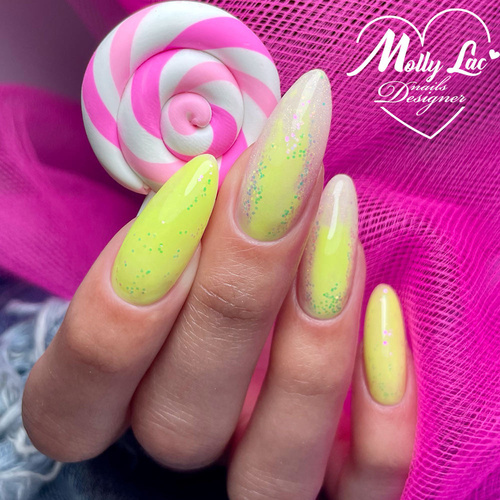 Baza kauczukowa z kolorem 2w1 neonowa do szybkiego manicure i pedicure Fluo Rubber Base 2in1 MollyLac Cool Swirl 10 gram Nr 2