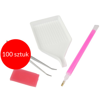 100sztuk Zestaw do zdobień paznokci cyrkoniami - aplikator, wosk, tacka i pęseta