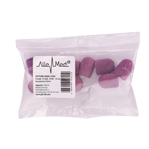 Kapturki do pedicure 13 mm gradacja 150 10 szt Fabric Podo AlleMed Fioletowy Purple