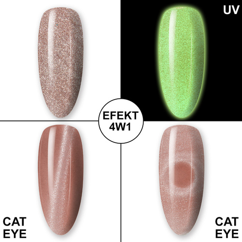 5+1gratis Lakier hybrydowy świecący w ciemności MollyLac Night Glowing Suede HEMA/Di-HEMA Free 10g Nr 670