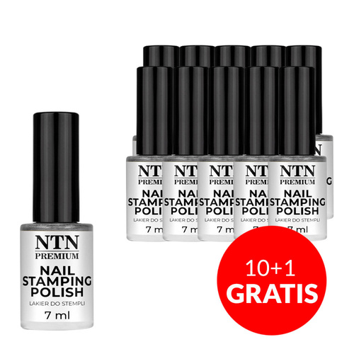10+1gratis Lakier do stempli i blaszek NTN Premium srebrny 7ml Nr 91