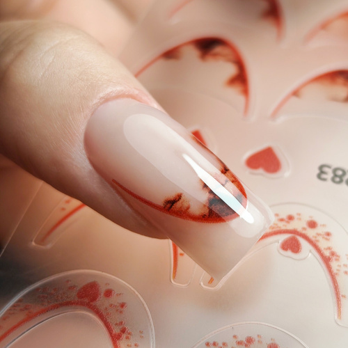 Naklejki samoprzylepne na paznokcie 5D/ French/ Francuska linia uśmiechu 20szt red SD-2283