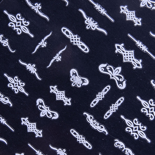 Naklejki do paznokci cienkie samoprzylepne wzory ornamenty CB-175 białe