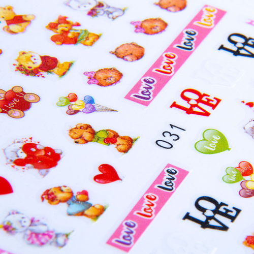 Naklejki do paznokci cienkie samoprzylepne walentynkowe Nr 031