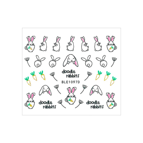 Naklejki do paznokci 3D samoprzylepne brokatowe wielkanocne BLE 1097D