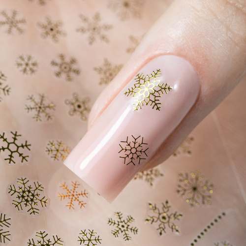 Naklejki do paznokci cienkie samoprzylepne świąteczne Molly Nails F282 złote