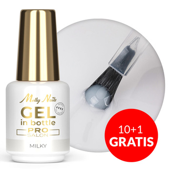 10+1gratis Żel budujący w butelce z pędzelkiem Gel in Bottle Molly Nails Pro Salon Milky HEMA/Di-HEMA Free 15g
