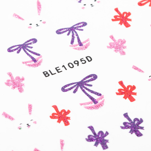 Naklejki do paznokci 3D samoprzylepne brokatowe wielkanocne 1095D czerwone