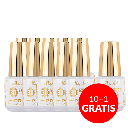 10+1gratis Top 3d Expert Pro Salon MollyLac top do lakierów hybrydowych z przemywaniem Clear 15g