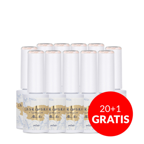 20+1gratis Lakier hybrydowy LED/UV Gel Polish Molly Nails @Bouquet by Laskovska Sparkling Rose HEMA/Di-HEMA Free 7g