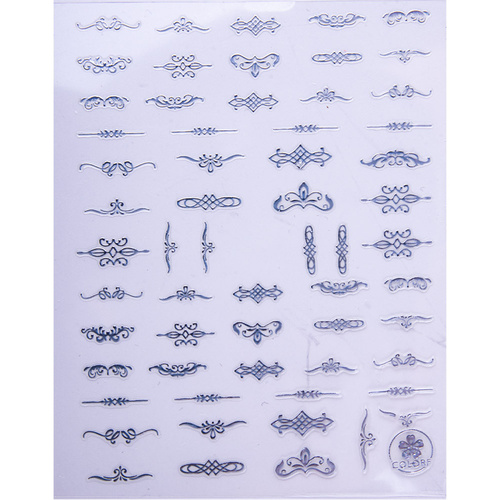 Naklejki do paznokci cienkie samoprzylepne wzory ornamenty CB-175 srebrne