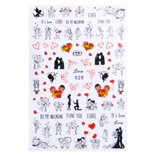Naklejki do paznokci cienkie samoprzylepne walentynkowe Nr 029