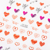 Naklejki do paznokci samoprzylepne walentynkowe serca napisy CA-858