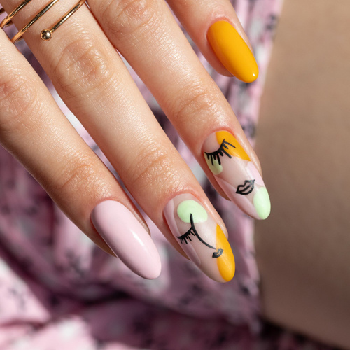 5+1gratis Lakier hybrydowy Molly Nails Fancy Fashion Sunrush HEMA/Di-HEMA Free 8g Nr 336