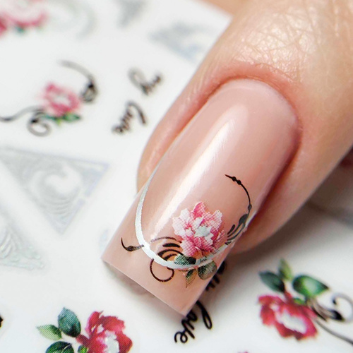 Naklejki do paznokci samoprzylepne kwiaty CM-048