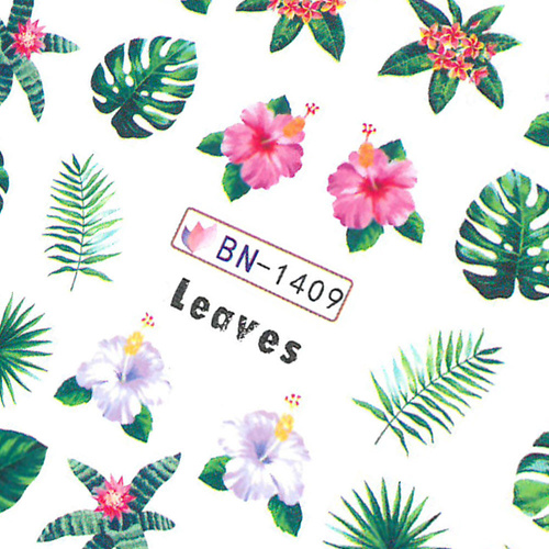 Naklejki wodne do paznokci rośliny BN-1409