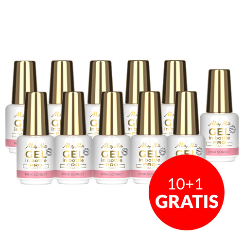 10+1gratis Żel budujący w butelce z pędzelkiem Gel in Bottle Molly Nails Pro Salon Pink Sorbet HEMA/Di-HEMA Free 15g