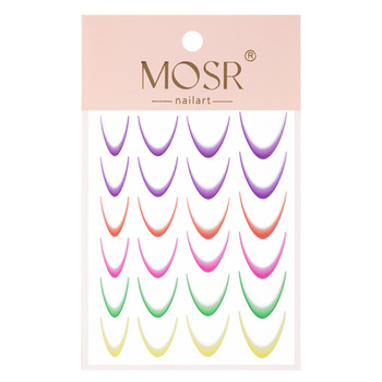 Gradientowe naklejki samoprzylepne na paznokcie/French/Ombre/Francuska linia uśmiechu 24szt. mix kolorów