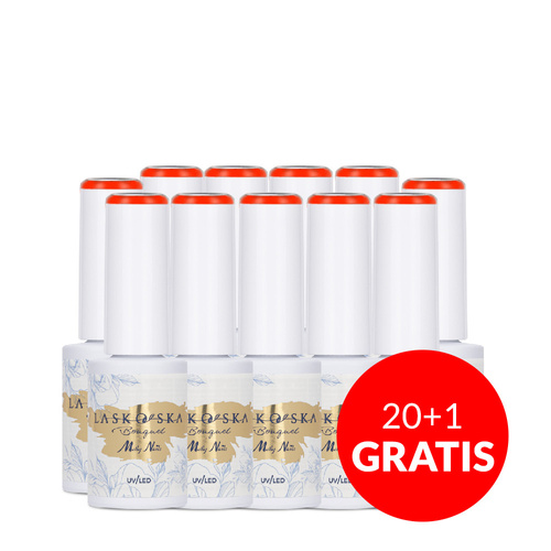 20+1gratis Lakier hybrydowy LED/UV Gel Polish Molly Nails @Bouquet by Laskovska Hibiscus HEMA/Di-HEMA Free 7g