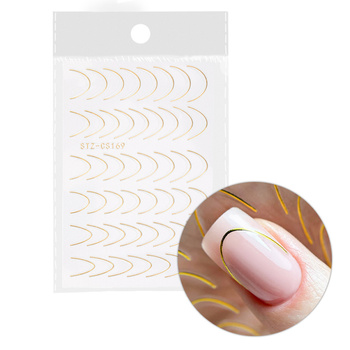 Naklejki samoprzylepne na paznokcie/ French/ Francuska linia uśmiechu 48szt gold STZ-CS169
