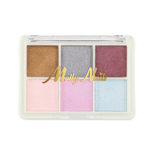 Pyłek do paznokci efekt lustra kasetka 6 kolorów Molly Nails Nr 1