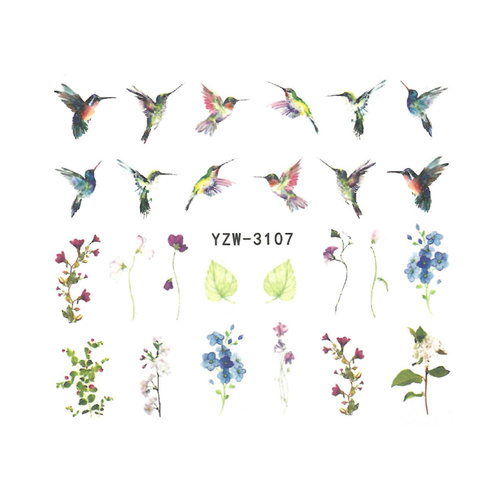 Naklejki wodne do paznokci zwierzęta YZW-3107