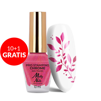 10+1gratis Lakier do stempli i stampingu Molly Nails PRO Stamping Chrome różowy rose pink 10ml