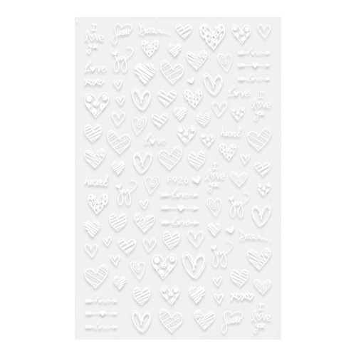 Naklejki do paznokci samoprzylepne walentynkowe białe F926