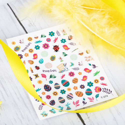 Naklejki do paznokci cienkie samoprzylepne wielkanocne T-374